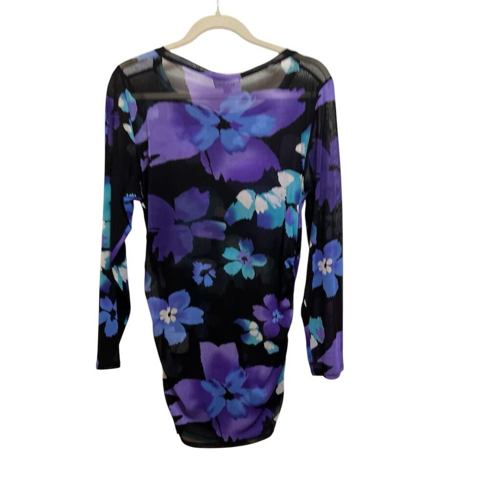 Calvin Klein Women's XL Sheer Floral Dress Multicolor Casual